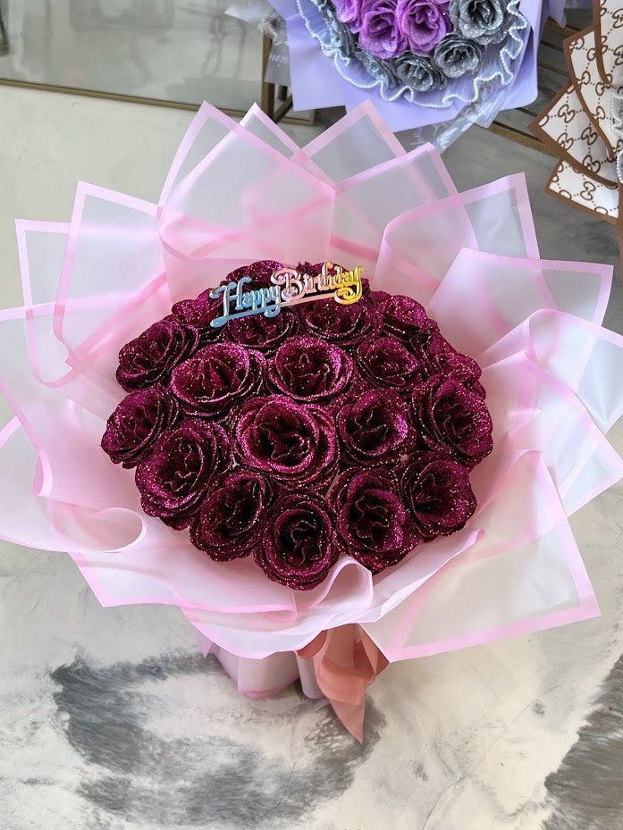 Berry Birthday Rose Bouquet - 98 FLOWERS