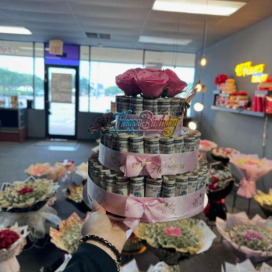 Birthday Bliss Cash Cake - 98 FLOWERS