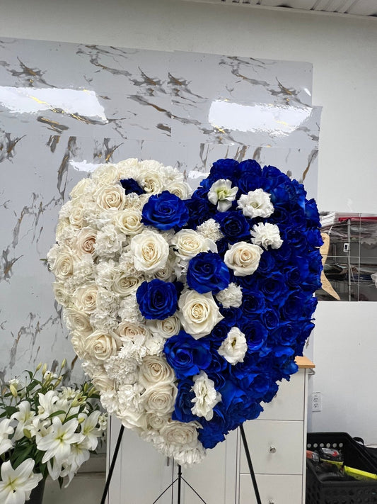 Blue Ivory Heart Tribute - 98 FLOWERS