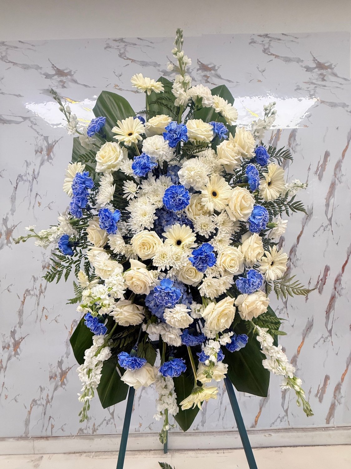 Blue Ivory Sympathy Spray - 98 FLOWERS