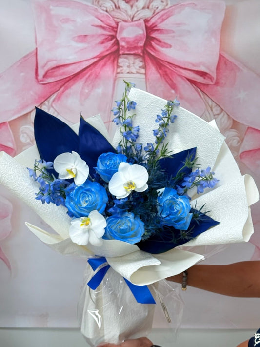 Blue Orchid Rose Bouquet - 98 FLOWERS