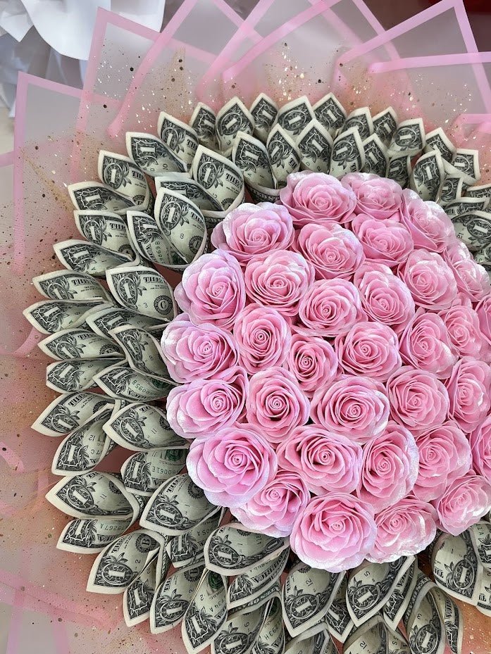 Blush Rose Cash Bouquet - 98 FLOWERS