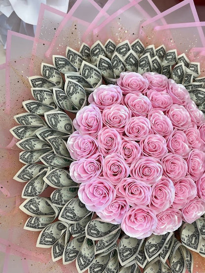 Blush Rose Cash Bouquet - 98 FLOWERS