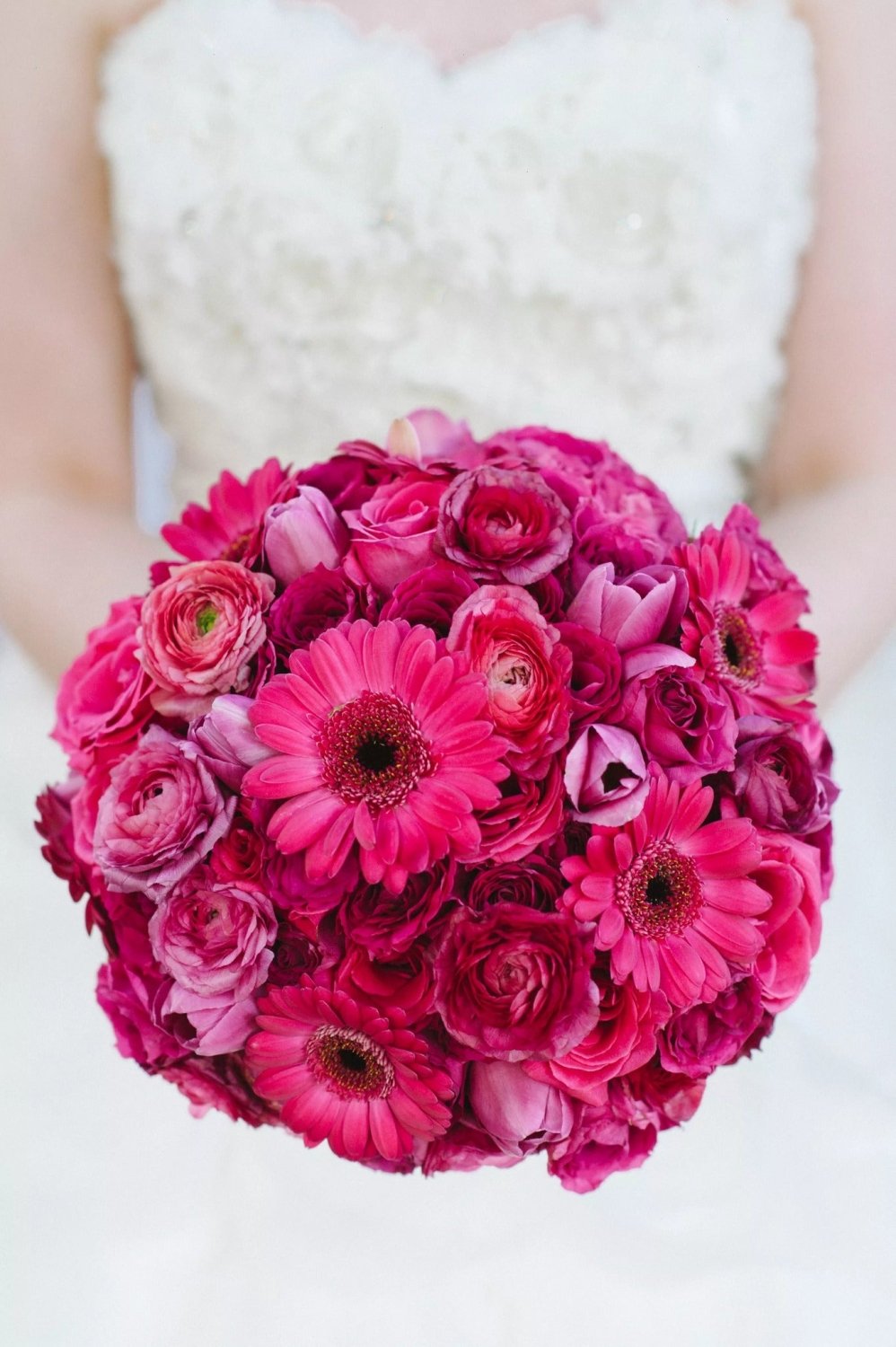 Blushing Fuchsia Garden Wedding Bouquet - 98 FLOWERS