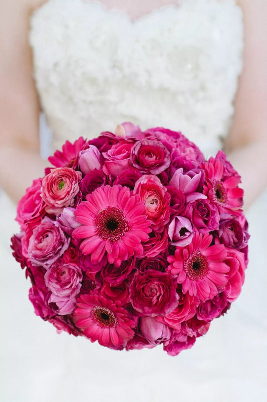 Blushing Fuchsia Garden Wedding Bouquet - 98 FLOWERS