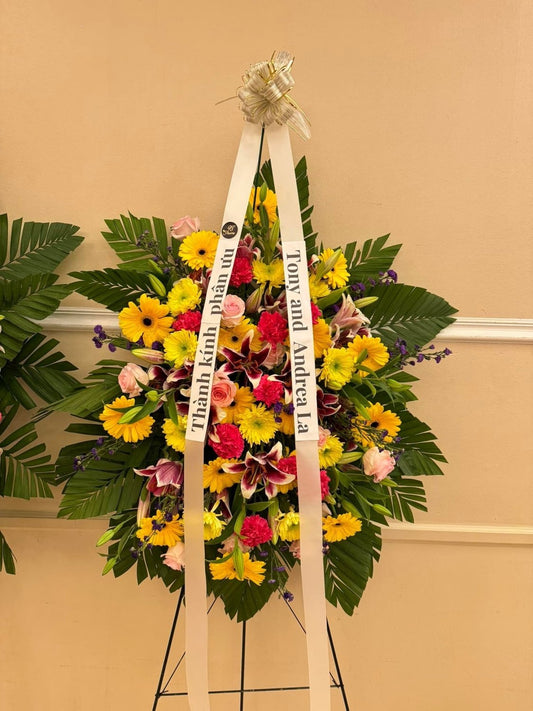 Bright Tribute Standing Spray - 98 FLOWERS