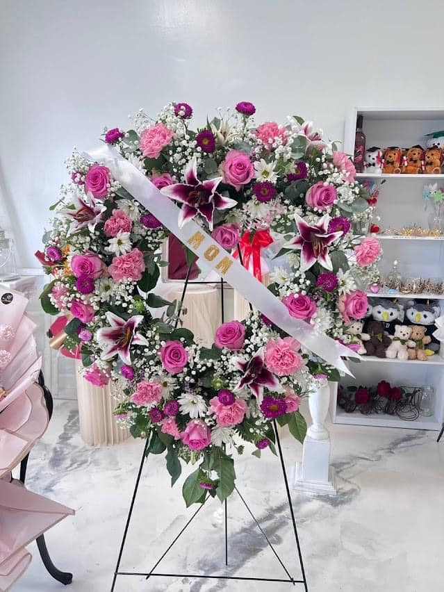 Cherished Memories Pink & Lily Wreath image 0