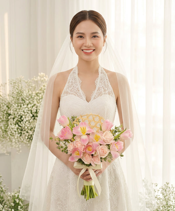 Blush Tulip Rose Bridal Bouquet image 1