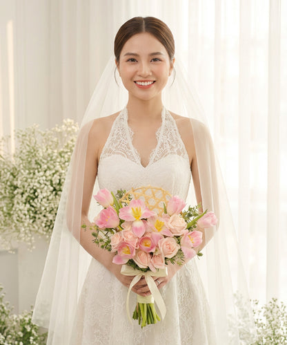 Blush Tulip Rose Bridal Bouquet image 1