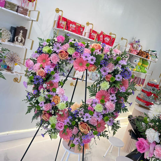 Celebration of Life Pastel Wreath - 98 FLOWERS