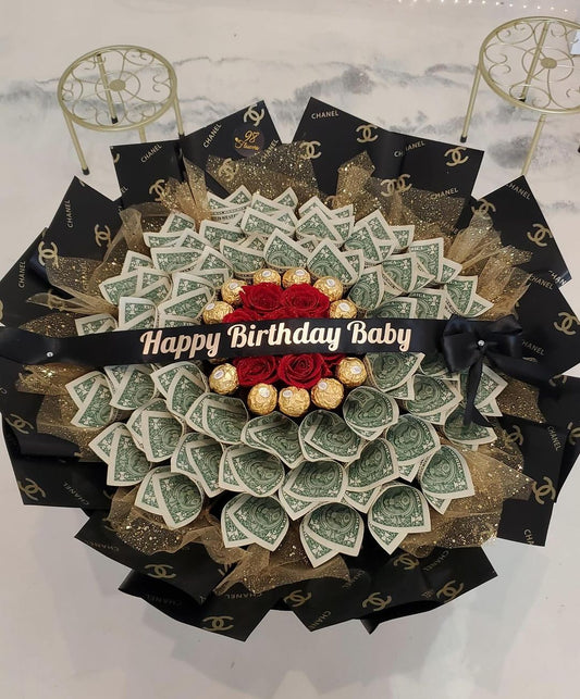 Chanel-Inspired Luxury Money Bouquet - 98 FLOWERS