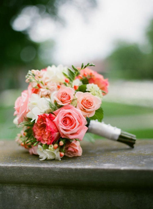Coral Romance Bridal Bouquet - 98 FLOWERS