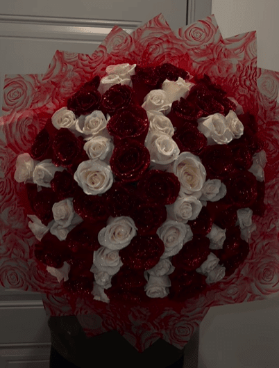 Crimson and Cream Rose Galaxy - 98 FLOWERS