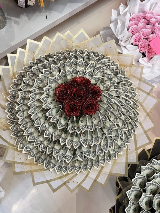 Crimson Cash Bouquet - 98 FLOWERS
