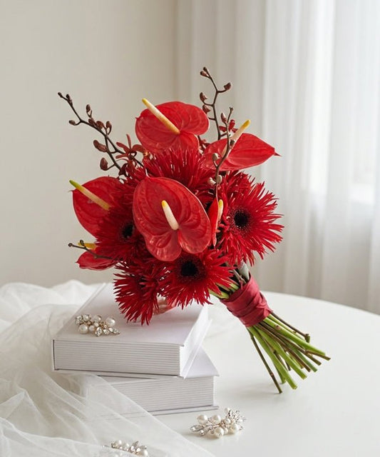 Crimson Passion Bridal Bouquet - 98 FLOWERS