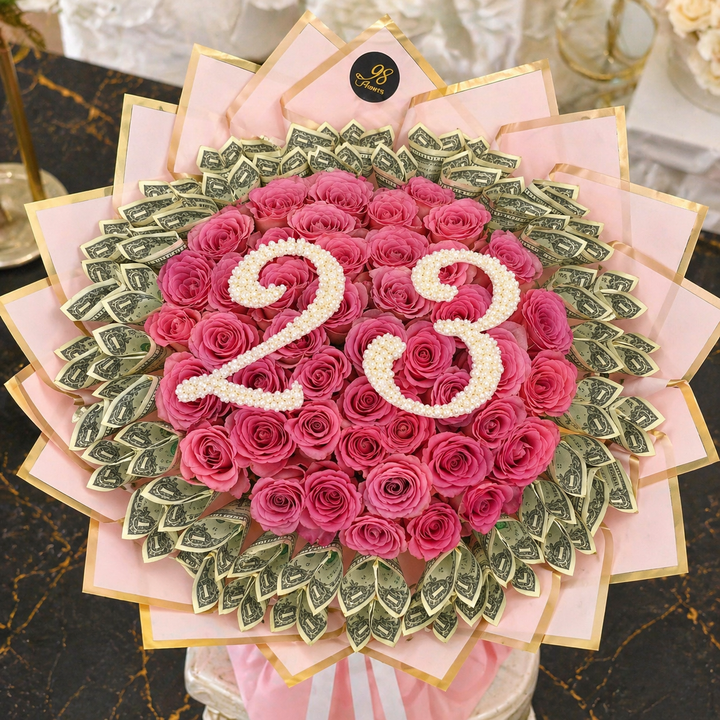 Custom Age Luxury Money Bouquet - 98 FLOWERS