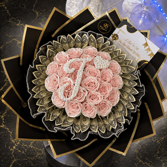 Custom Initial Luxury Money Bouquet - 98 FLOWERS