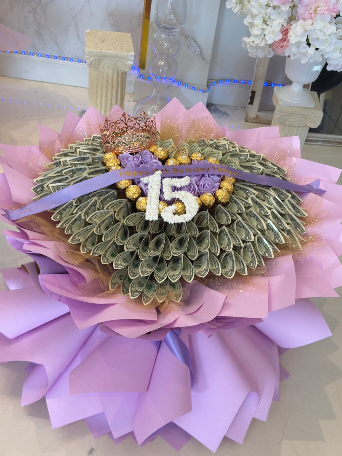 Custom Letter or Number 100-Bill Money Bouquet - 98 FLOWERS