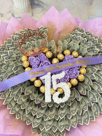 Custom Letter or Number 100-Bill Money Bouquet - 98 FLOWERS