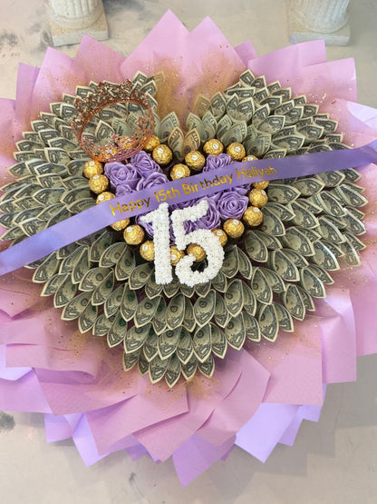 Custom Letter or Number 100-Bill Money Bouquet - 98 FLOWERS