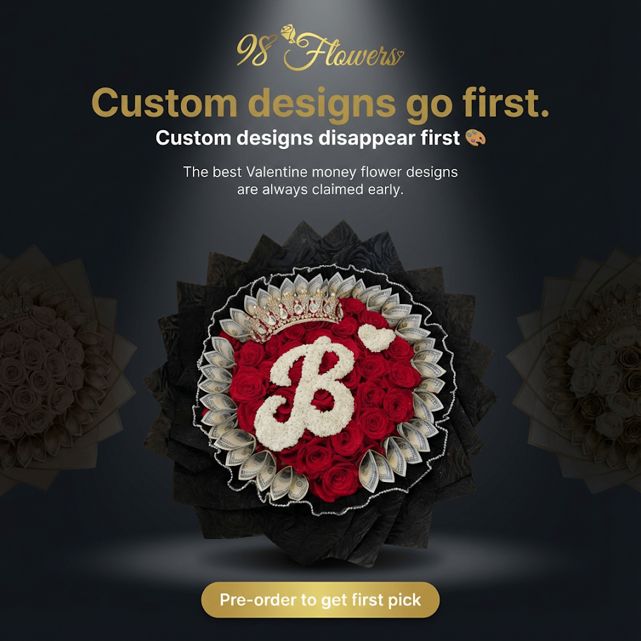 Custom Valentine Money Flower - 98 FLOWERS
