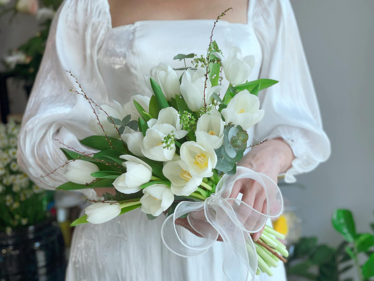 Modern Garden White Tulip Bridal Bouquet image 0
