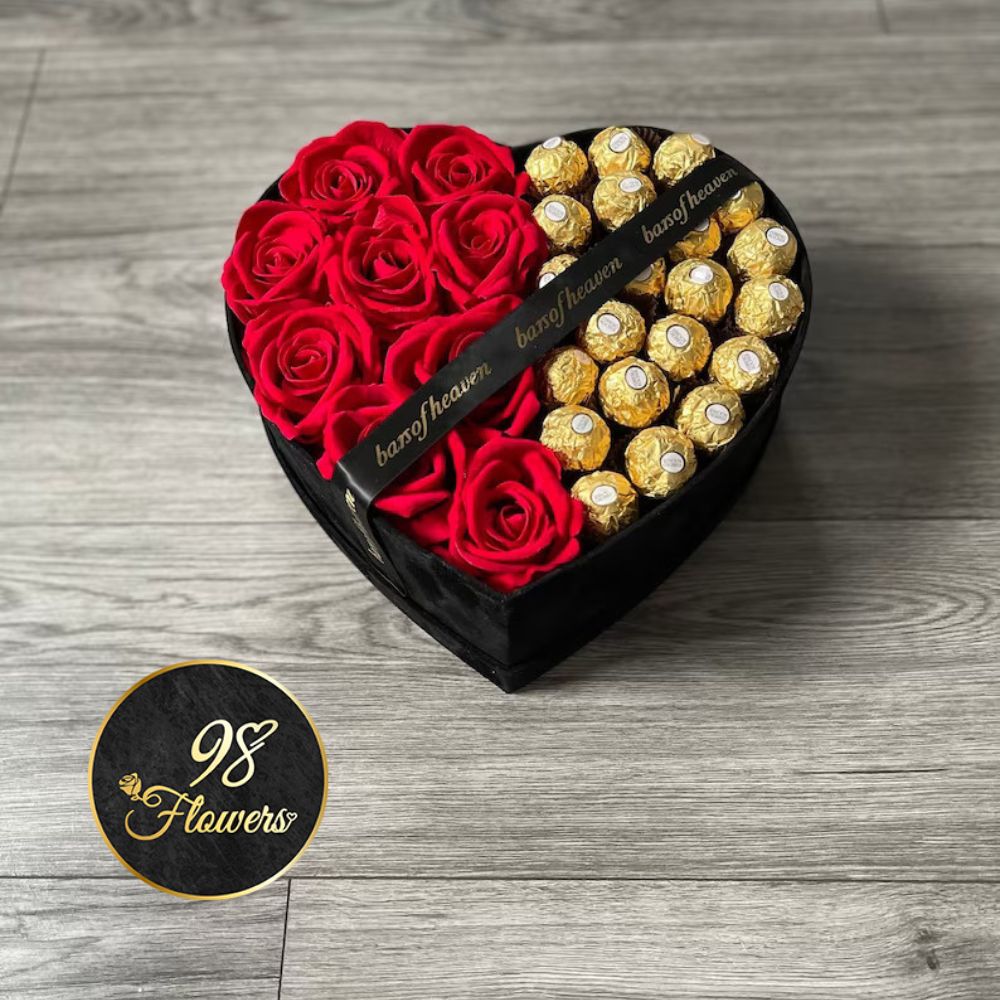 Red Rose with Chocolate Box - Red image