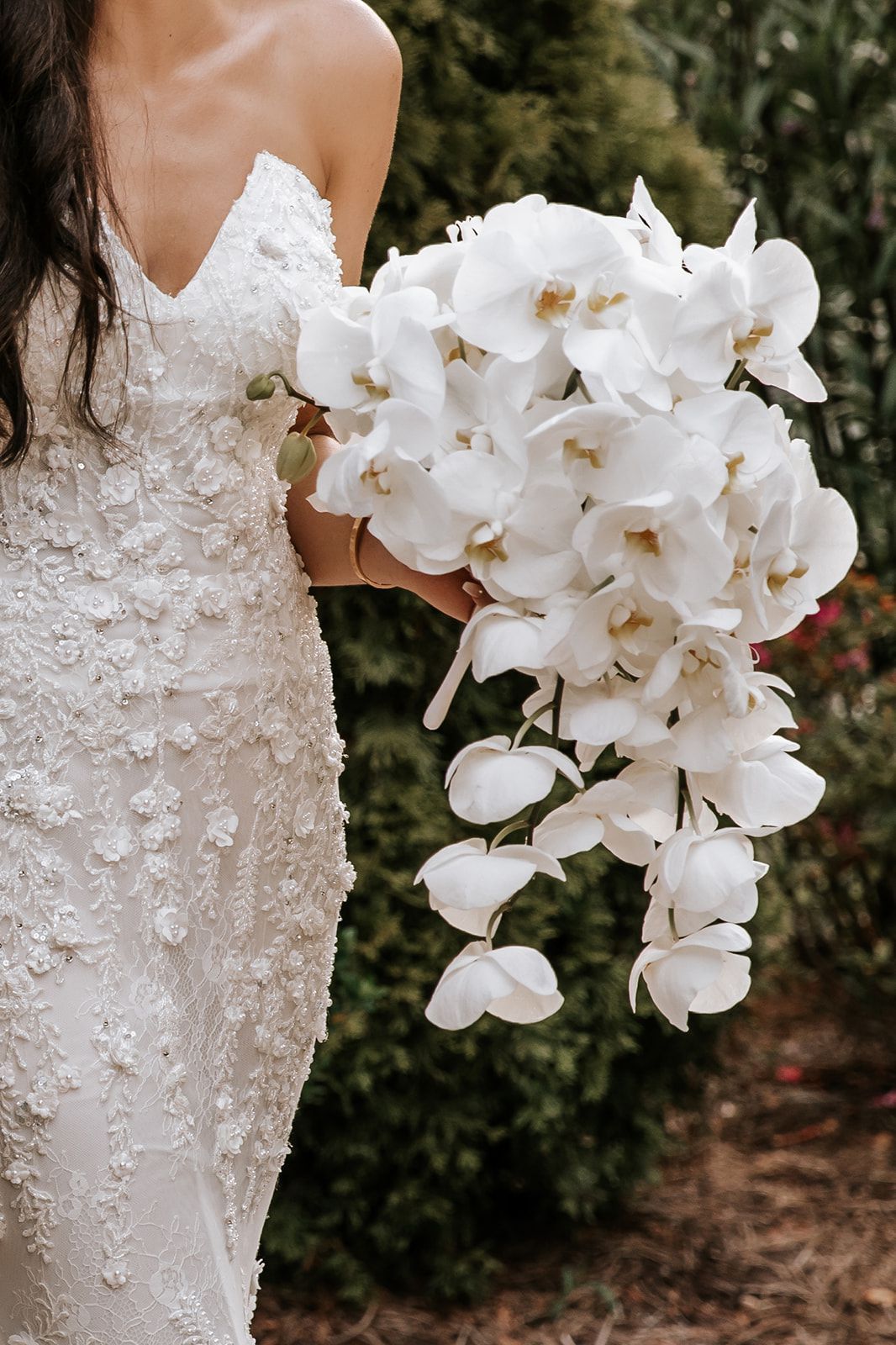 Cascading White Orchid Wedding Bouquet image 0