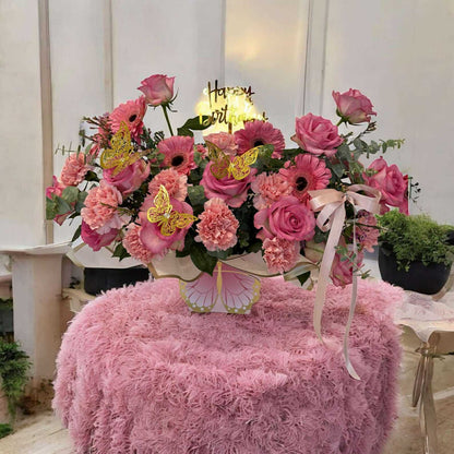 Butterfly Bloom – Pink Birthday Vase image 0