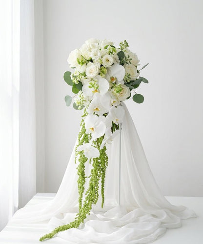 Elegant Orchid Cascade Bridal Bouquet - 98 FLOWERS