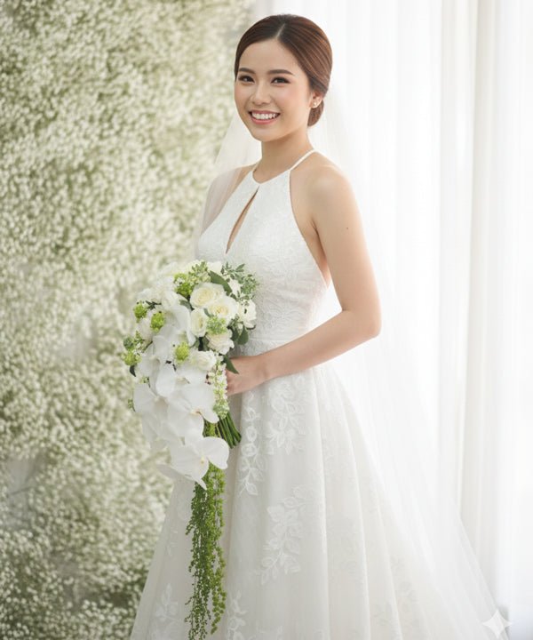 Elegant Orchid Cascade Bridal Bouquet - 98 FLOWERS