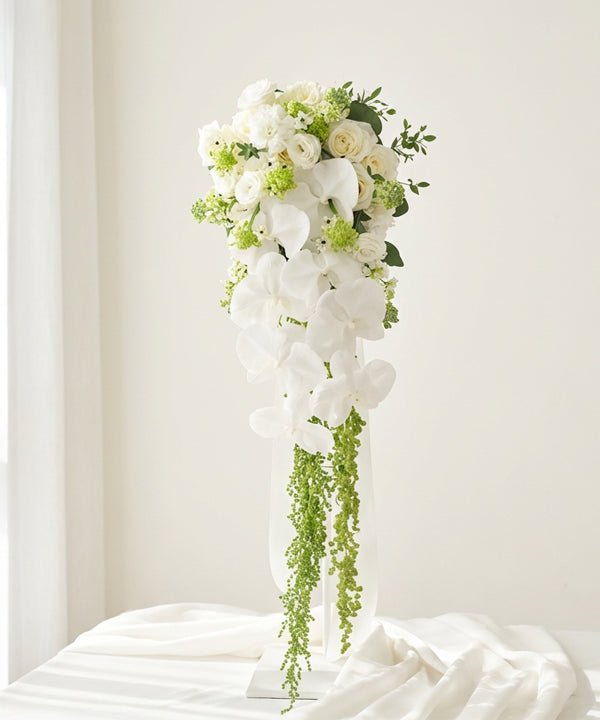 Elegant Orchid Cascade Bridal Bouquet - 98 FLOWERS
