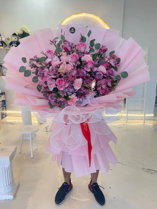 Ethereal Pink Blossom Bouquet - 98 FLOWERS