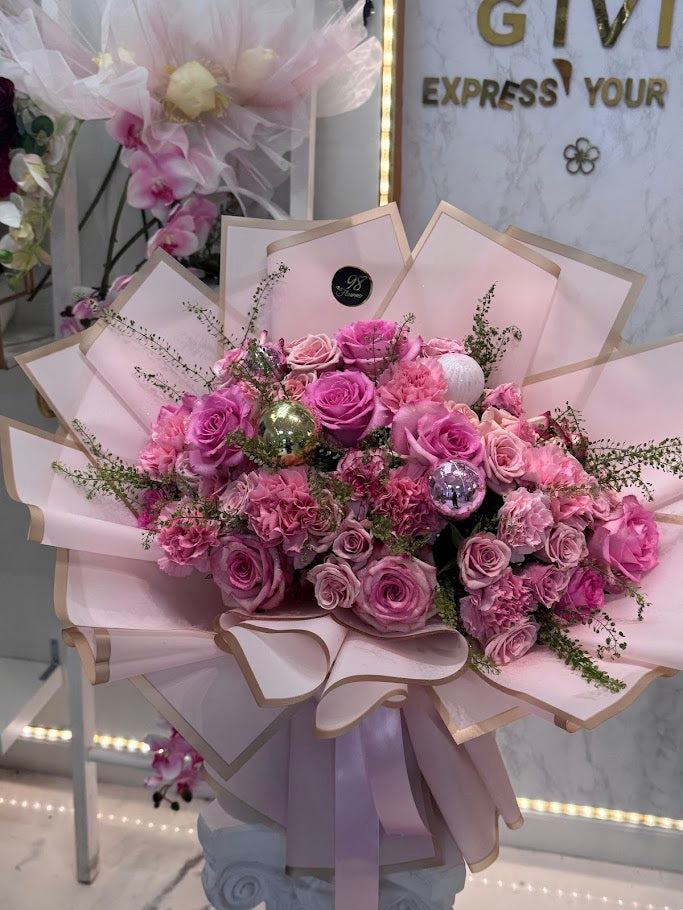 Pink Noel Bouquet – Elegant Holiday Edition image 0