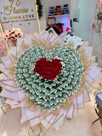 Prosperous Passion Money and Rose Bouquet image 0