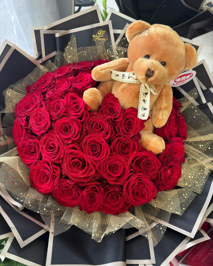 Teddy Bear Red Rose Bouquet image 0