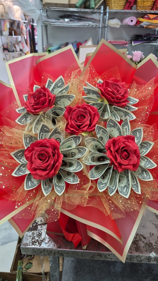 Five Wishes Money Flower Bouquet – $30 Cash Included - 98 FLOWERS