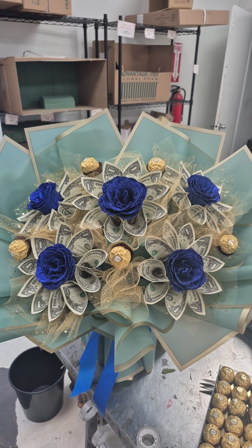 Five Wishes Money Flower Bouquet – $30 Cash Included - 98 FLOWERS