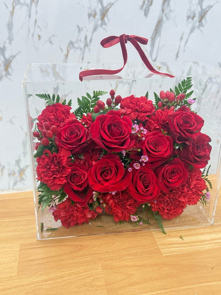 Forever Yours Personalized Red Rose Acrylic Flower Box