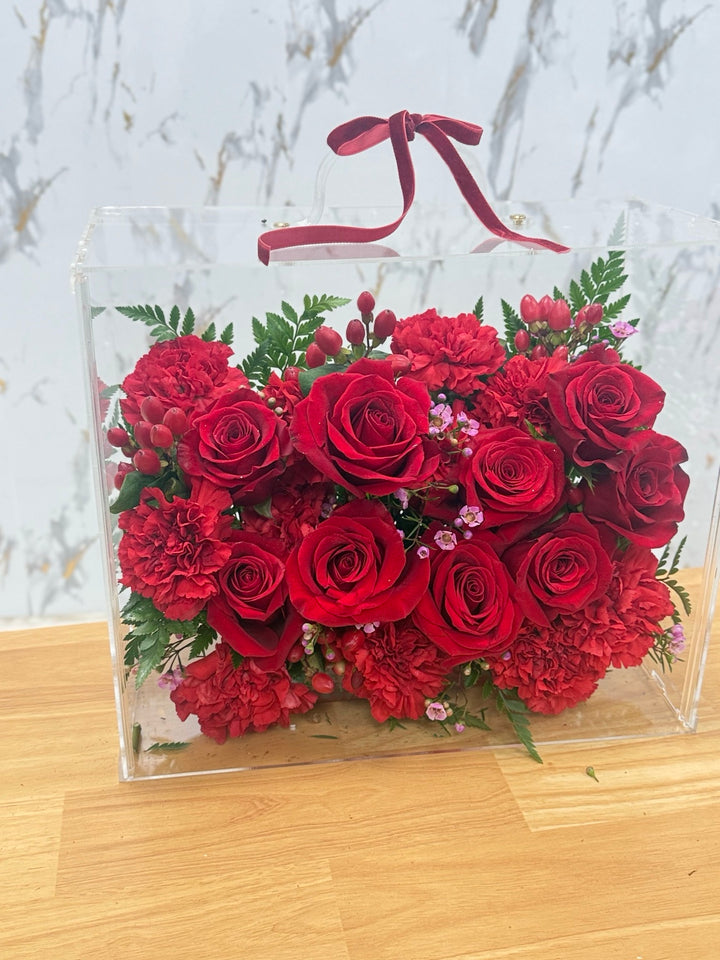 Forever Yours Personalized Red Rose Acrylic Flower Box