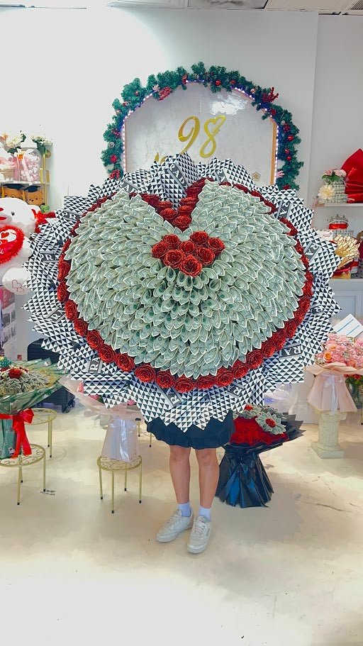 Fortune Heart Money Bouquet - 98 FLOWERS