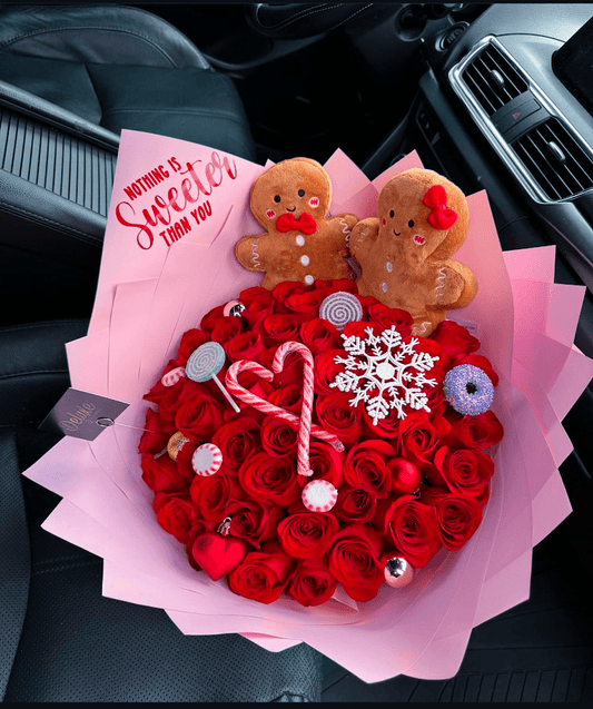 Gingerbread Couple Bouquet - 98 FLOWERS