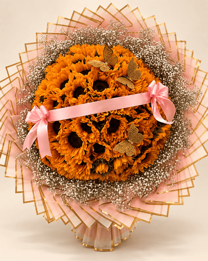 Golden Butterfly – Sunflower Bouquet