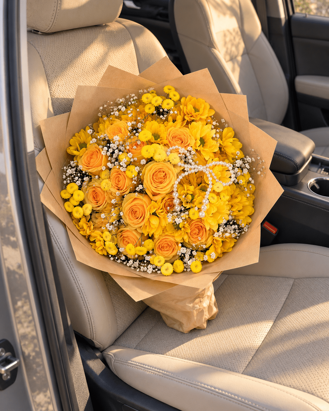 Golden Meadow – Yellow Rose & Mixed Flower Bouquet - 98 FLOWERS