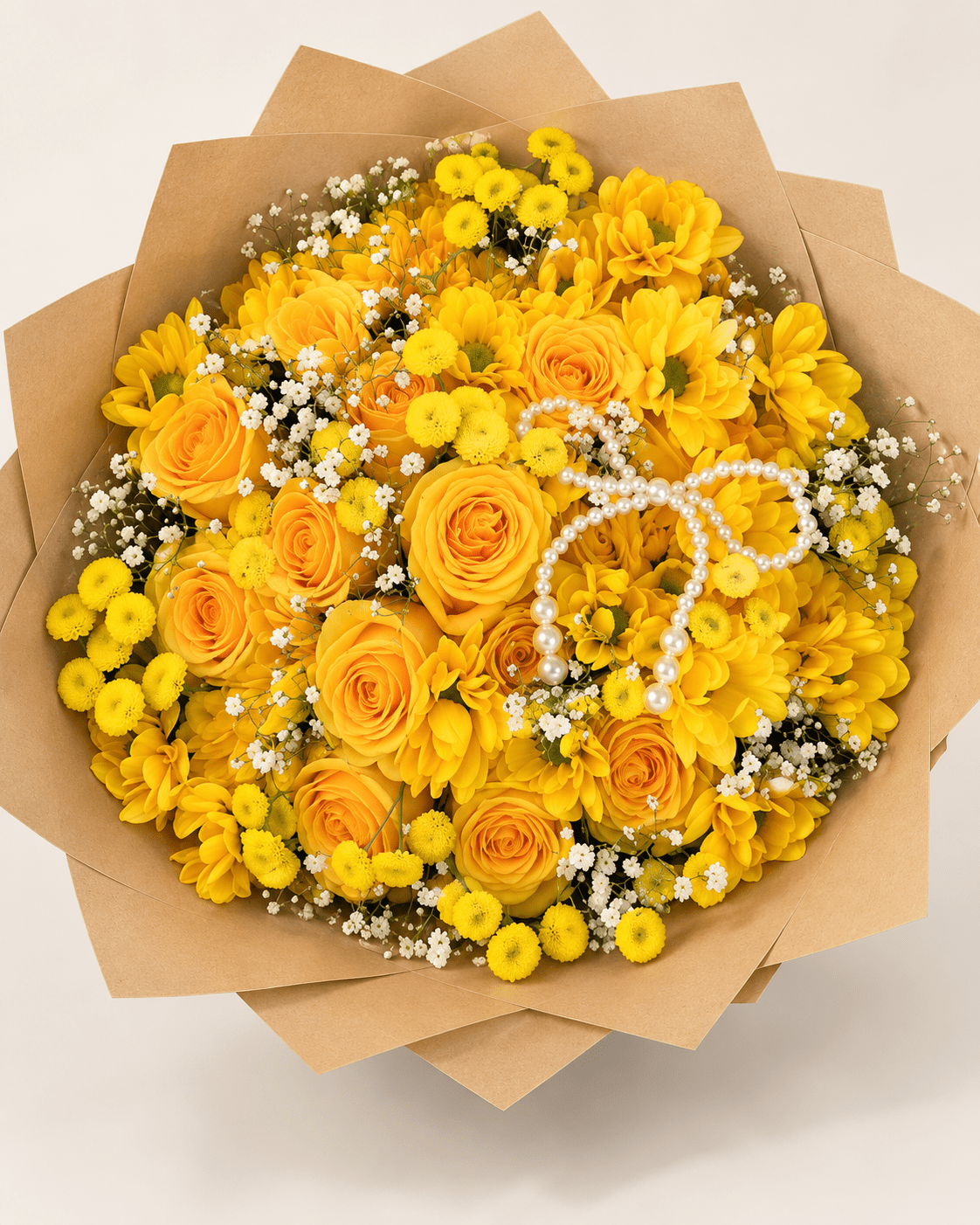 Golden Meadow – Yellow Rose & Mixed Flower Bouquet - 98 FLOWERS