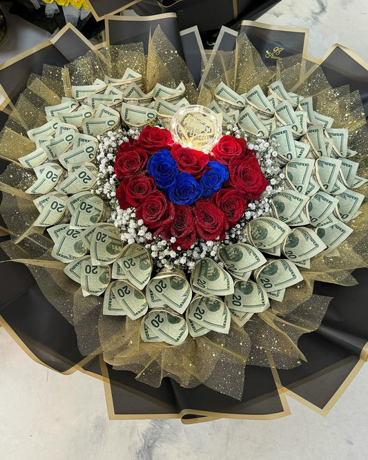 Heart Shape Money Flowers - 98 FLOWERS