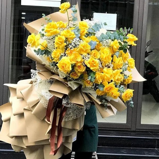 Huge Bouquet of Yellow Roses - 98 FLOWERS