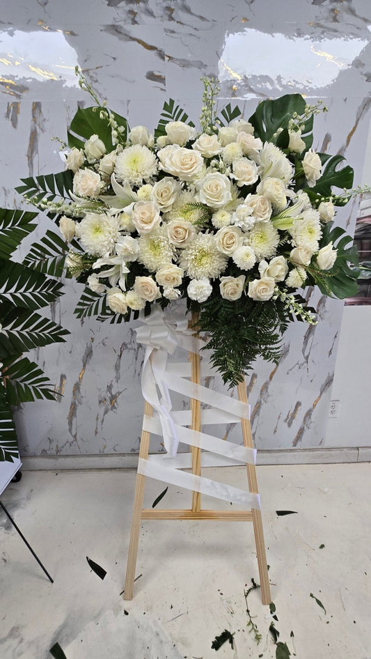 Ivory Grace Sympathy Spray - 98 FLOWERS