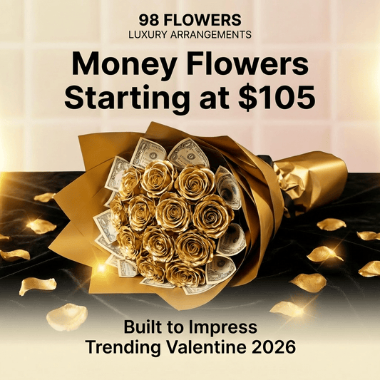Luxury Golden Money Bouquet - 98 FLOWERS