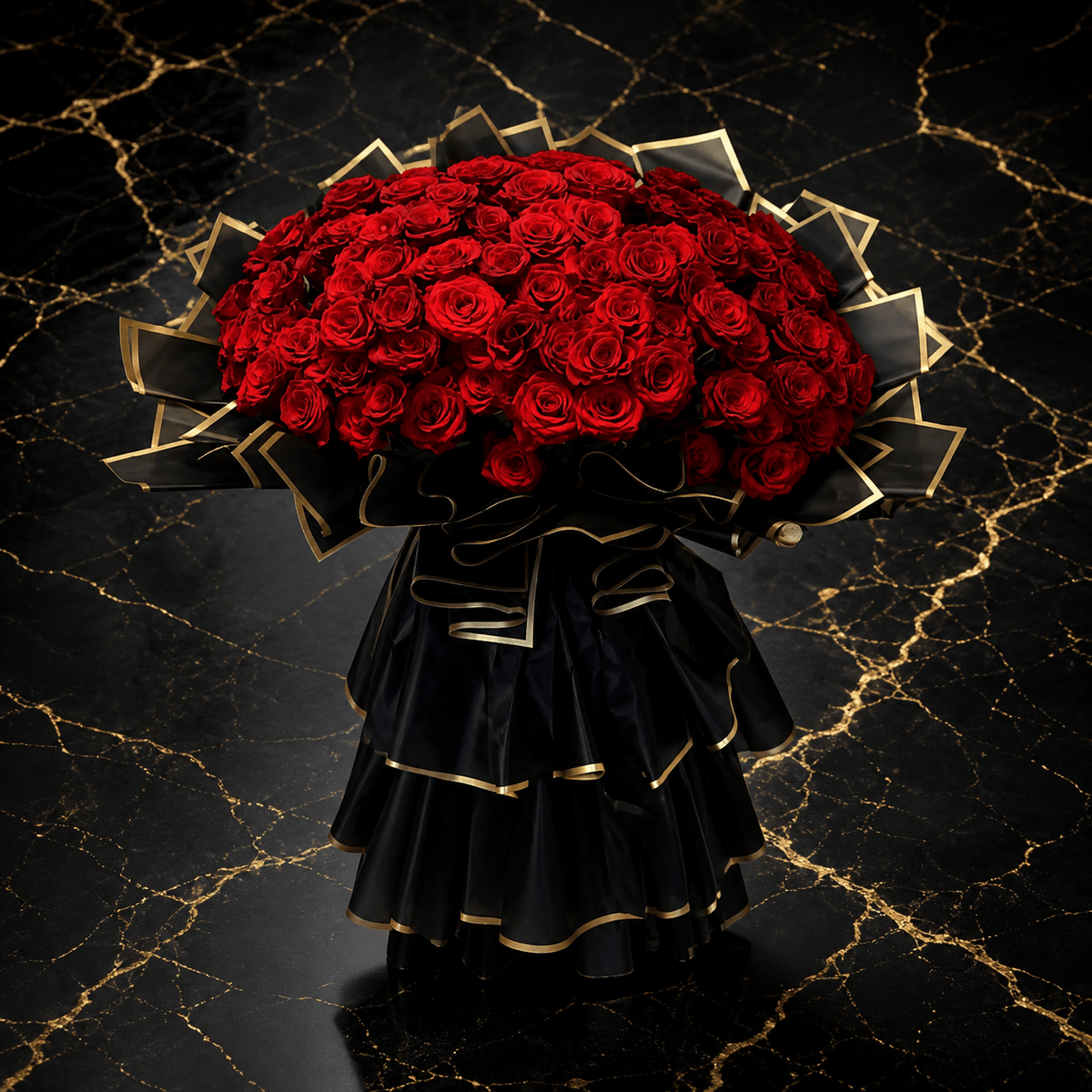 Midnight Luxe 100 Red Roses Jumbo Bouquet - 98 FLOWERS